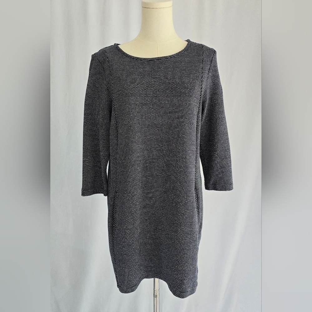 Seasalt Cornwall Navy & Dot Mini Cotton Shift Dress 3/4 Sleeves & Pockets Sz. 6